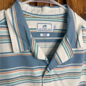 Southern Tide Maderia Striped Short Sleeve Camp Shirt Men’s L